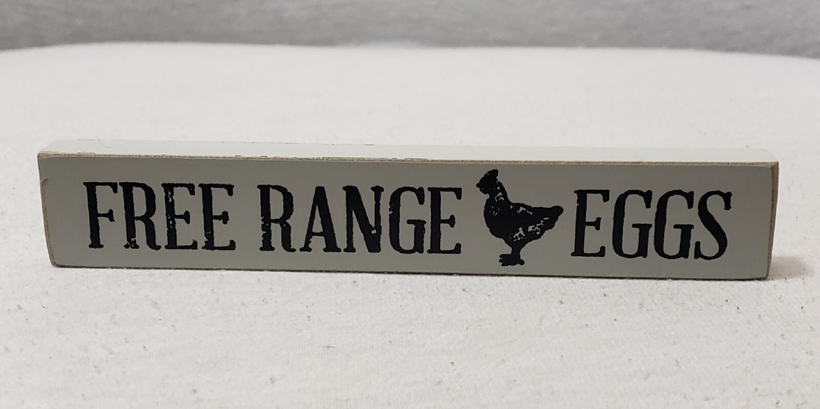 Chicken FREE RANGE EGGS Wood Tabletop Sign Rustic Primitive Hen Gray Small 6"x1" gallery