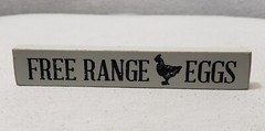 Chicken FREE RANGE EGGS Wood Tabletop Sign Rustic Primitive Hen Gray Small 6″x1″