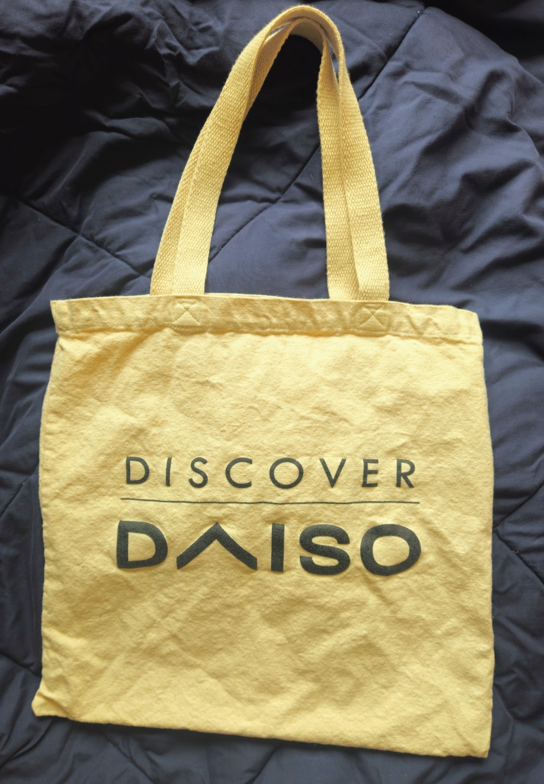 Daiso Beige Canvas Reusable Tote Bag 15x15x3 in Graphic Print gallery