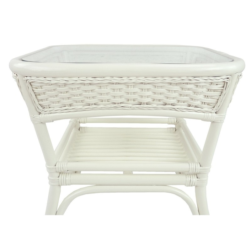 Alexa Square Coffee Table White Color Natural Rattan Wicker Handmade Design gallery