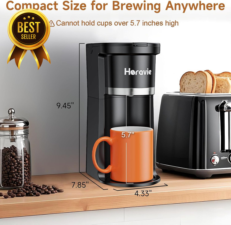 Single Serve Coffee Maker K Cup & Grounds Compatible 6-12oz Fast Brew Black gallery