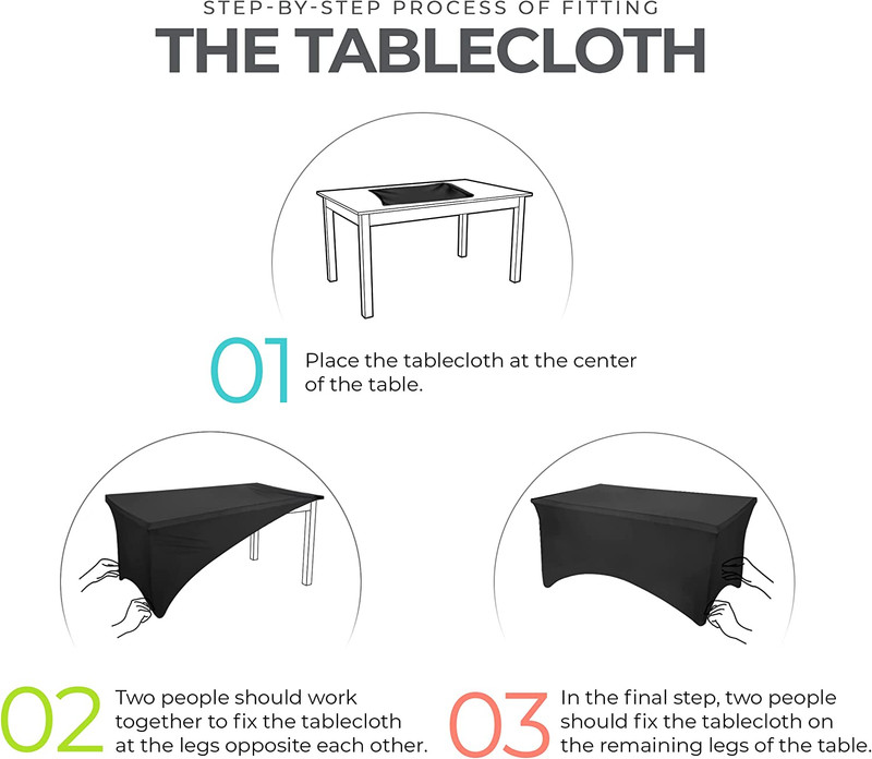 Spandex Tablecloth 2 Pack [6FT, Black] Tight, Fitted, Washable and Wrinkle Resis gallery
