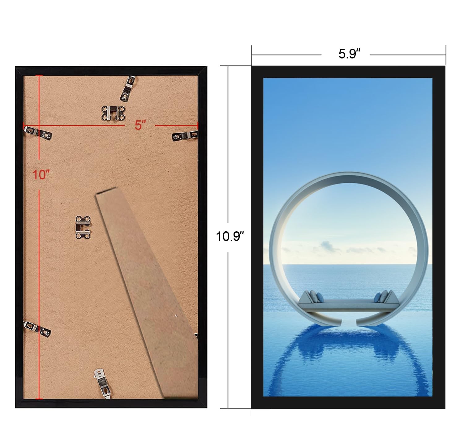 5X10 Black Picture Frame, Tabletop and Wall Mounting Horizontally or Vertically, gallery