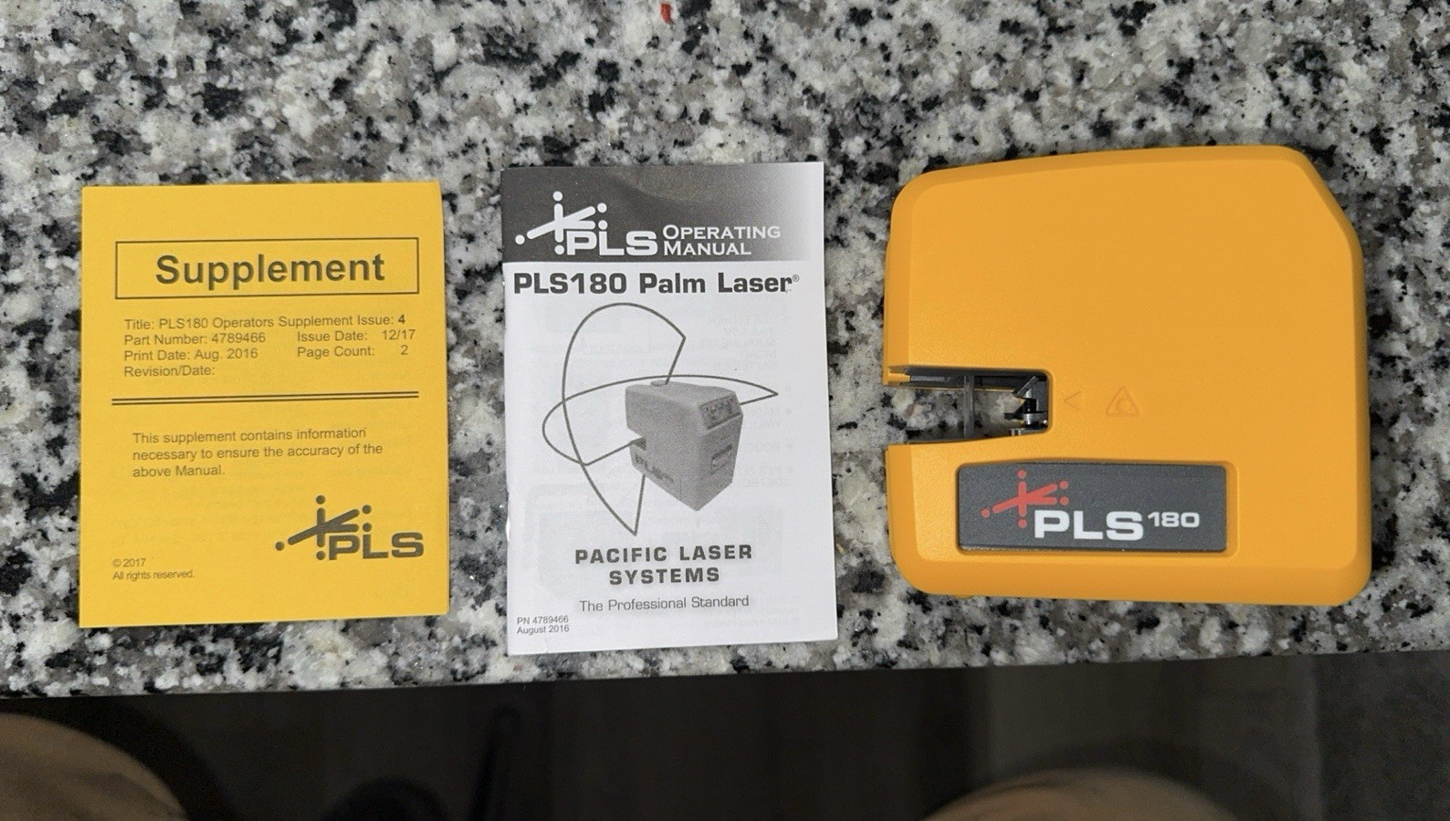 PLS PLS 180 Palm Laser Level Portable Yellow/Gray w/ Case & Operating Manual gallery
