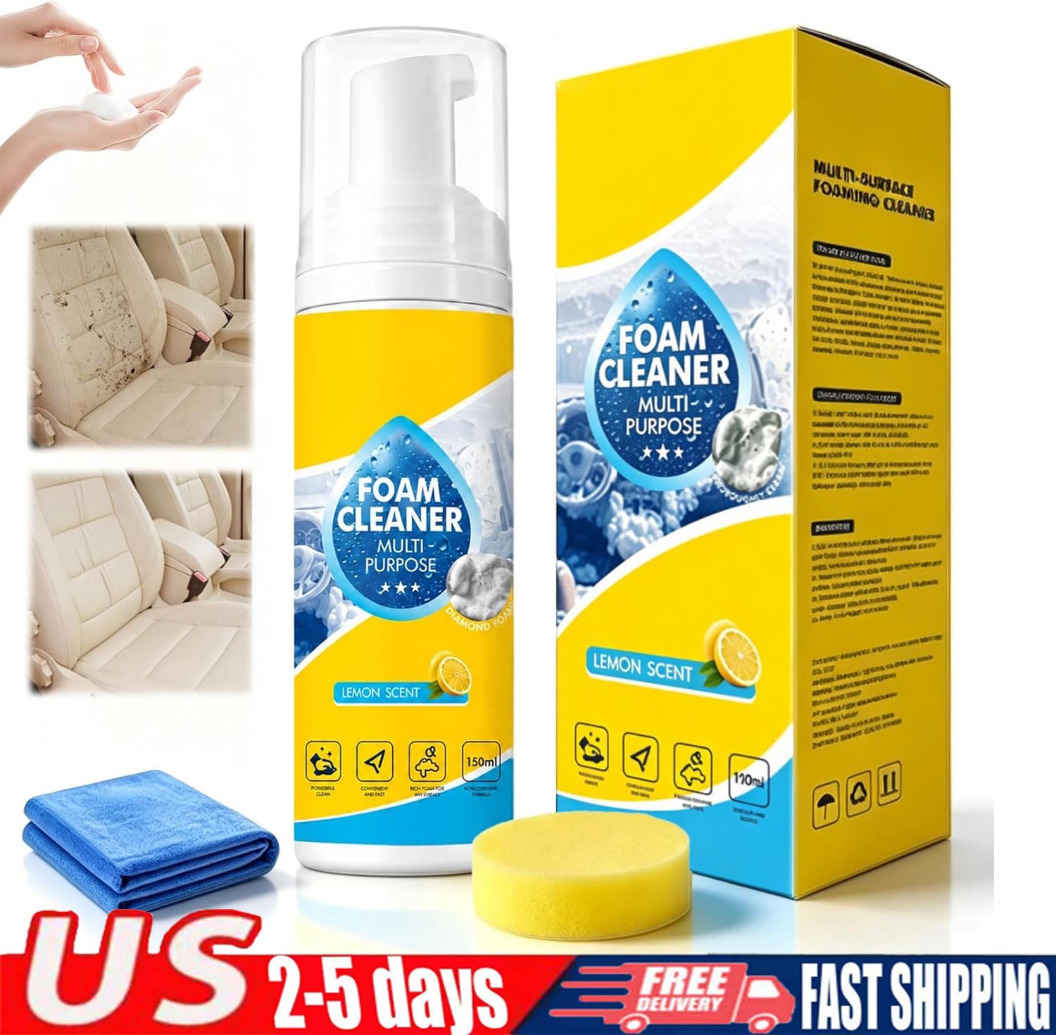 150ml 4-in-1 Multi-Enzyme Foam Cleaner,All-Purpose Spray 5oz with Sponge & Towel gallery