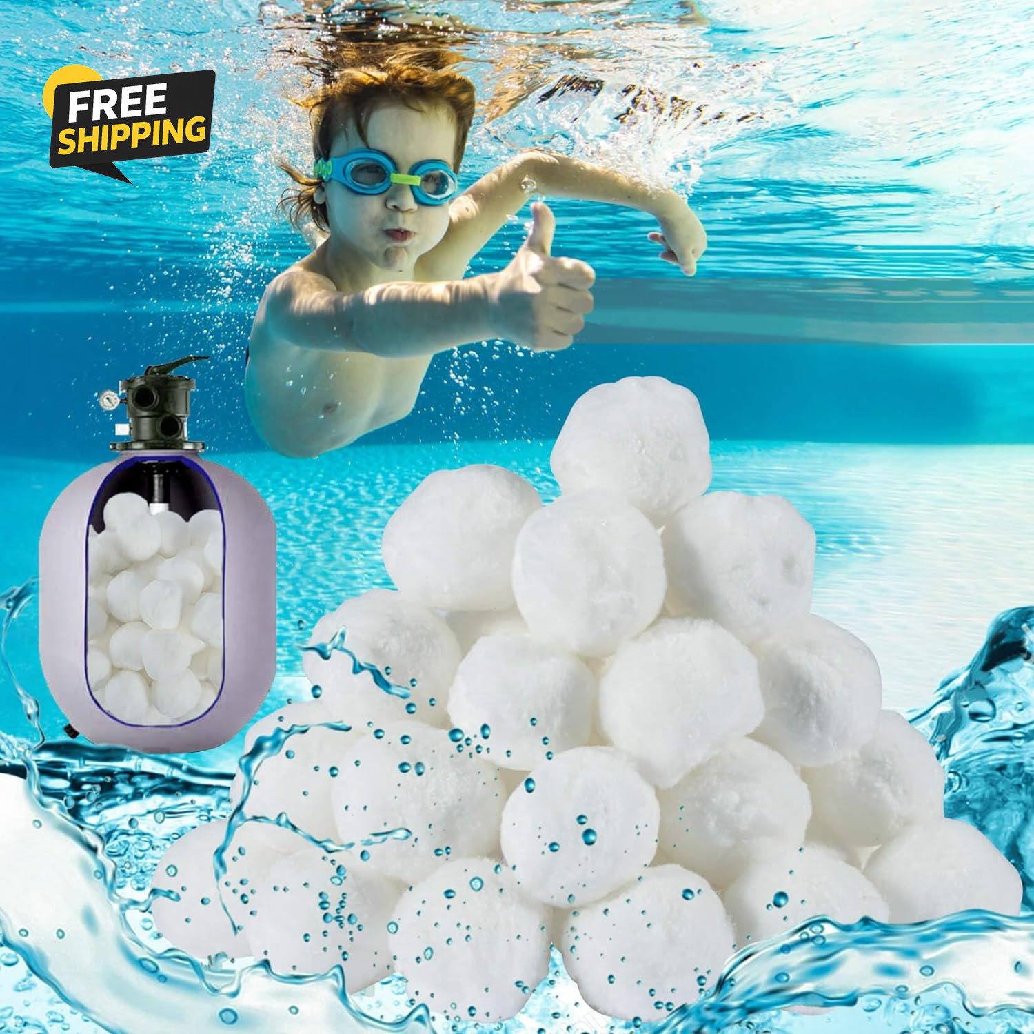 50PCS Pool Filter Balls for Sand-Filter Dry Filter Sand Balls,Reusable Swimming gallery