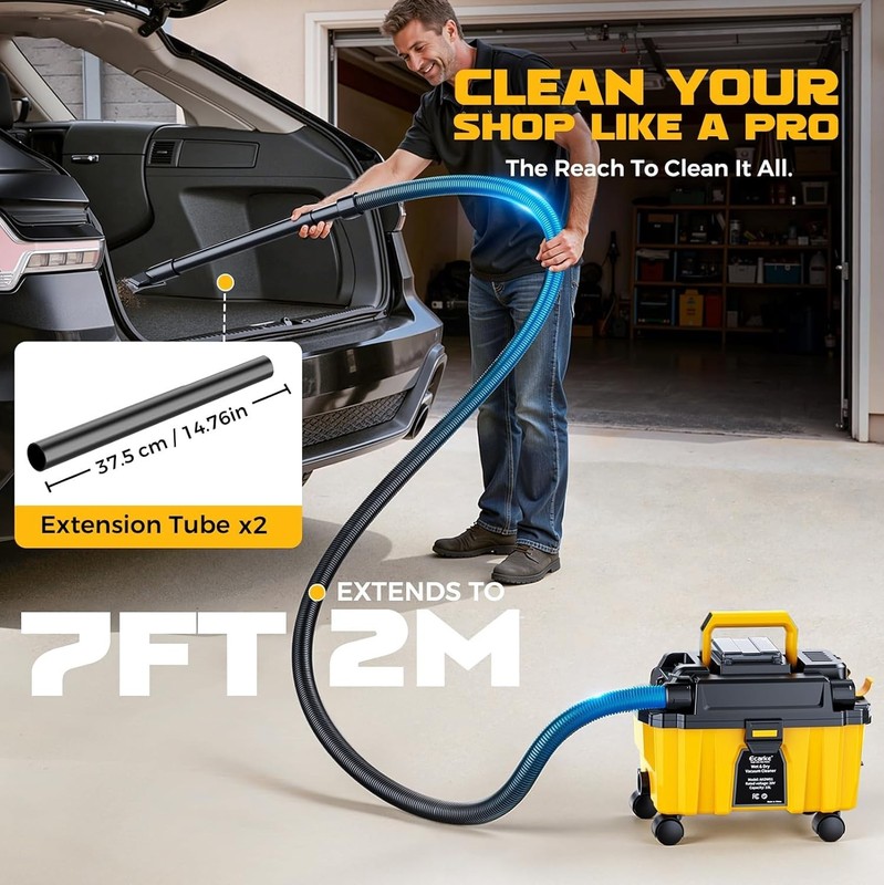 2.5 Gal Cordless Wet Dry Vacuum Compatible with DeWalt 20V Battery, 3-in-1 Shop gallery