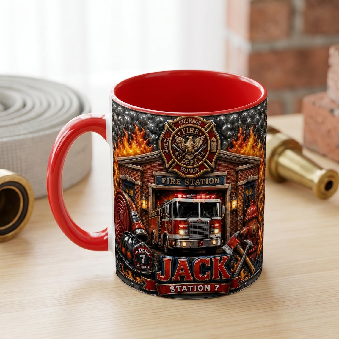 Personalized Firefighter Mug Custom Name Fire Department Coffee Cup Gift gallery
