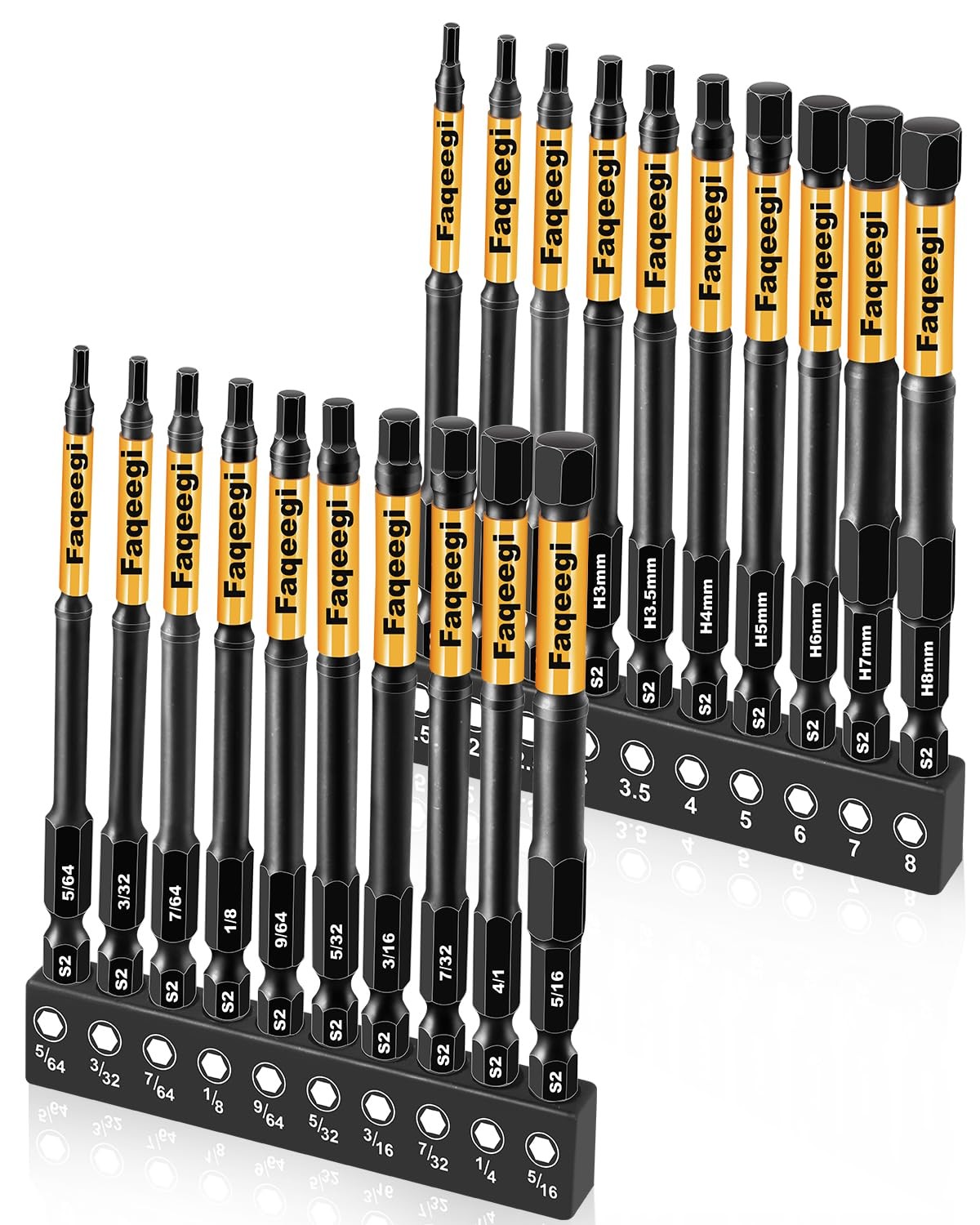 4-Inch Long Hex Bit Set 20PCS (Metric & SAE) Impact Allen Wrench/Key Drill Bit gallery