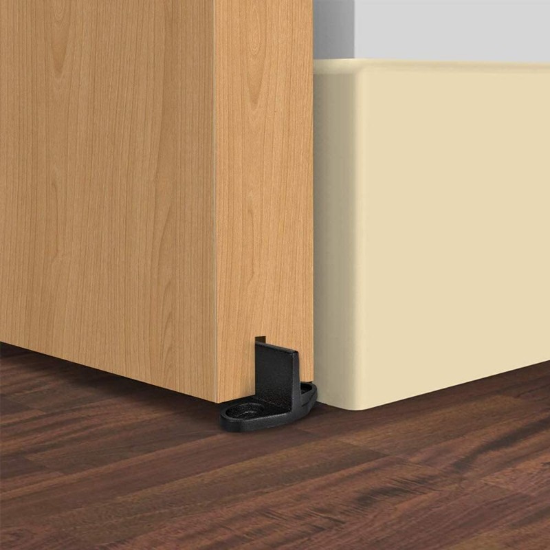 Adjustable Wall Mount Floor Guide with Roller / T-Shape Bottom Floor Guide Black gallery