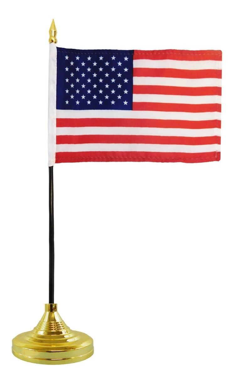 1-Hole Gold Desktop Weighted Flag Stand Base for 4x6in Stick Flag Display gallery