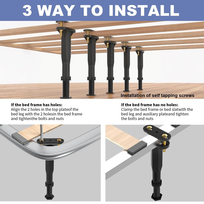 6 PCS Replacement Bed Slat Support Legs Adjustable 6.511 Inch ClampOn gallery