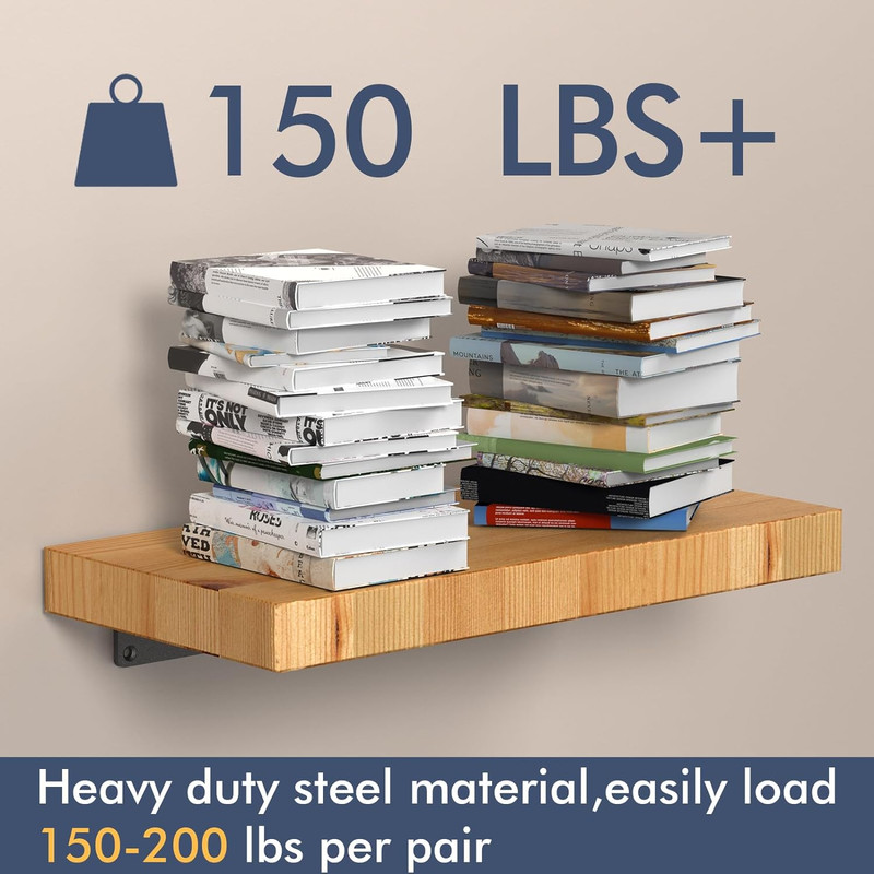 6 Pack Floating Shelf Brackets, 6 Inch Heavy Duty Industrial Shelf Bracket, Blac gallery