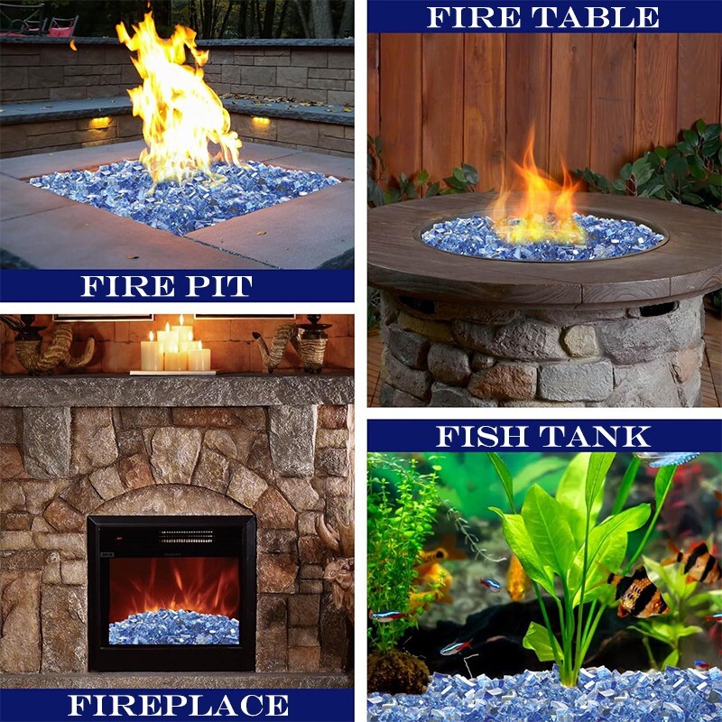 3.5 lb Fire Reflective Fireplace Glass Stone for Fire Pit Table, Cobalt Blue gallery