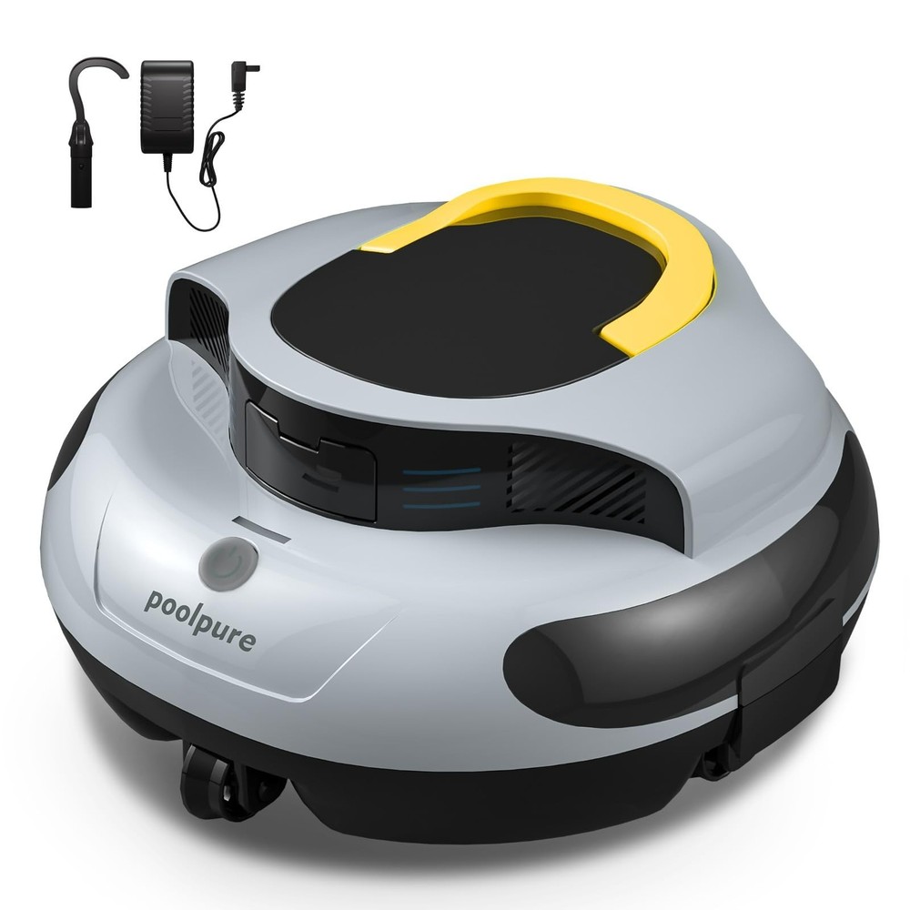POOLPURE Cordless Robotic Pool Cleaner - 100Min Runtime, Advanced Navigation