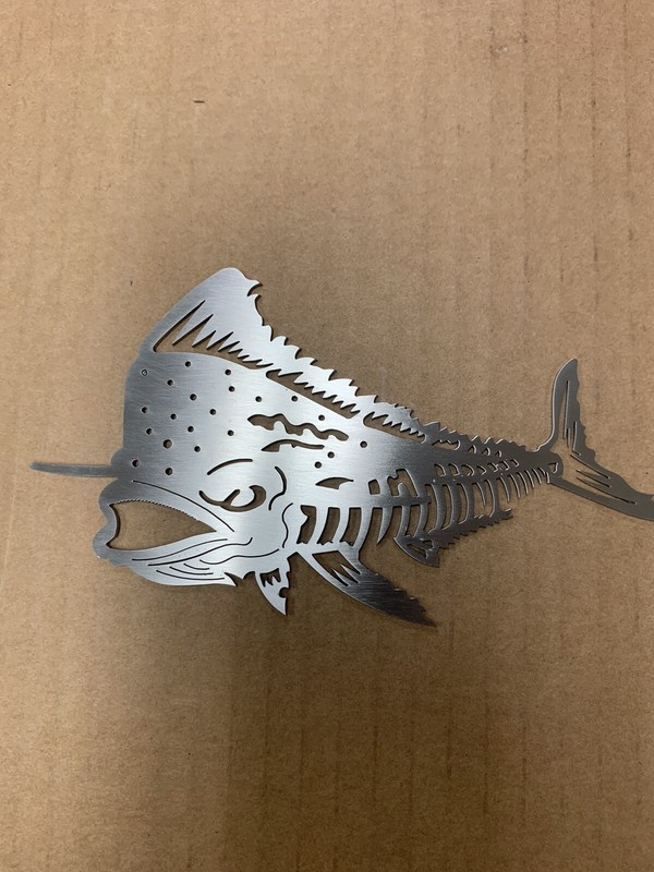 Mahi Dolphin Bones Metal Art Window Decal Emblem Fishing Salt Life gallery