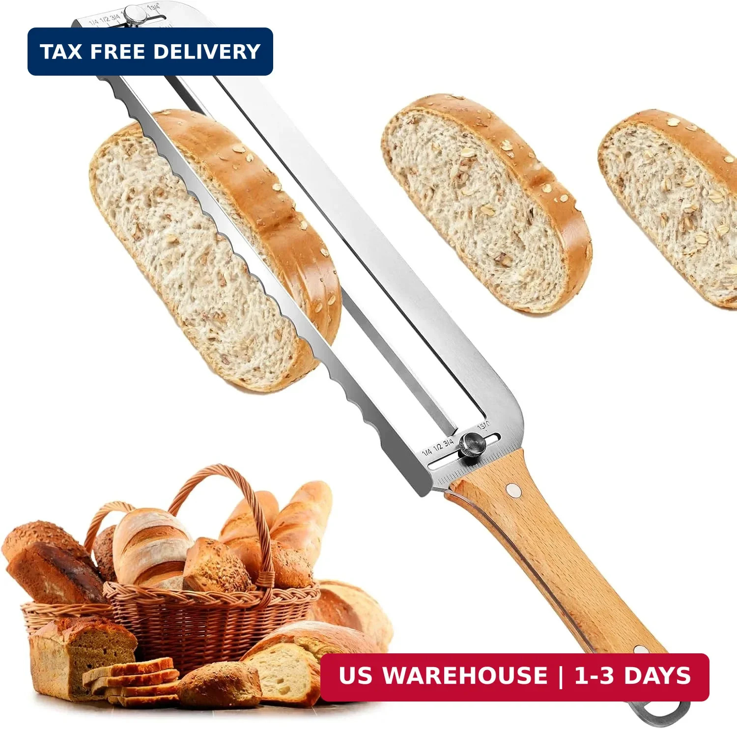Adjustable Bread Slicer for Homemade Bread - Upgrade Manual Sourdough Bread Knif gallery