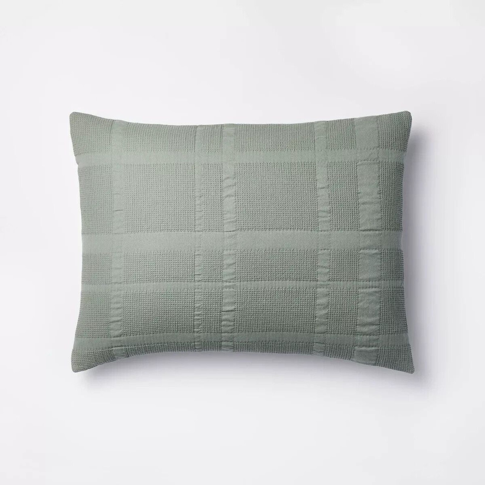 1 Threshold Studio McGee King Waffle Matelasse Quilt Sham Light Teal Green gallery