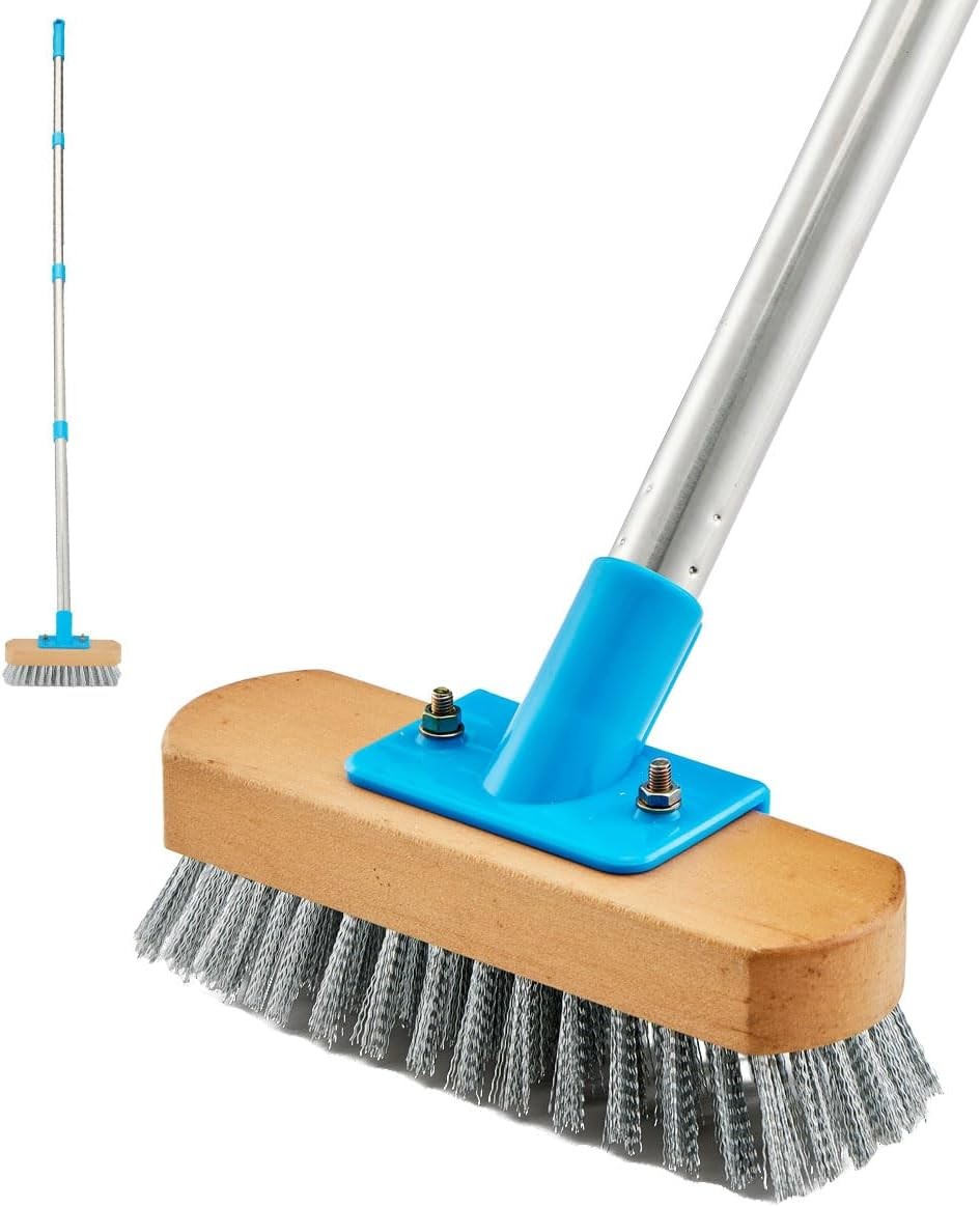 Stainless Steel Deck Scrub Brush With Long Handle 60" Heavy Duty Floor Scrubber gallery