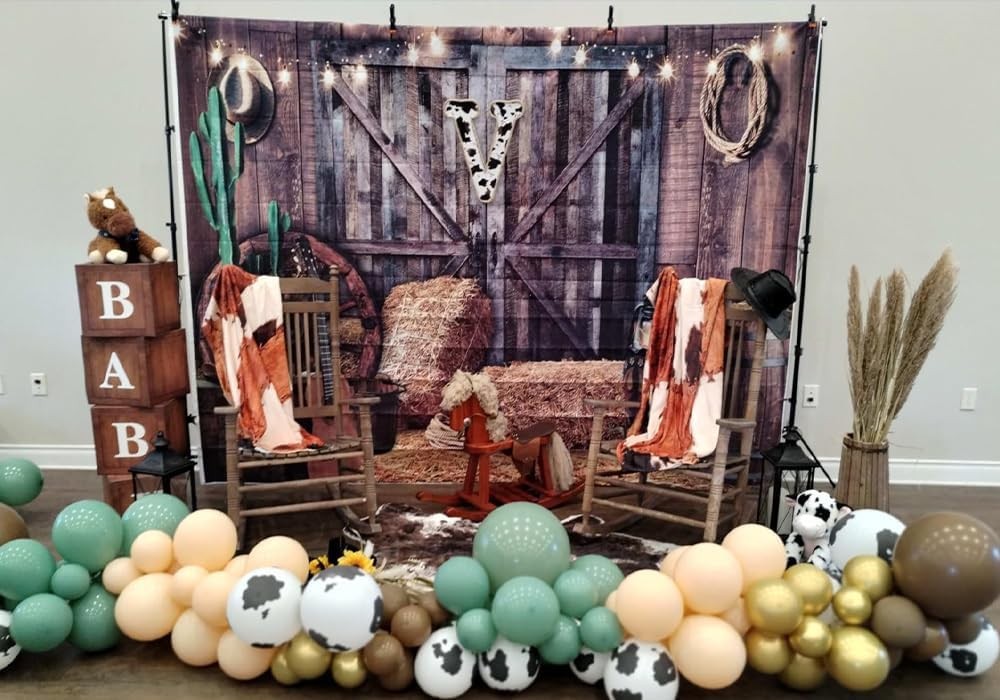 7x5ft Western Cowboy Backdrop Western Party Decorations Wild West Vintage Wooden gallery