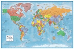 World Map Poster Mural – Swiftmaps 24″ x 36″ – Detailed Geography Art