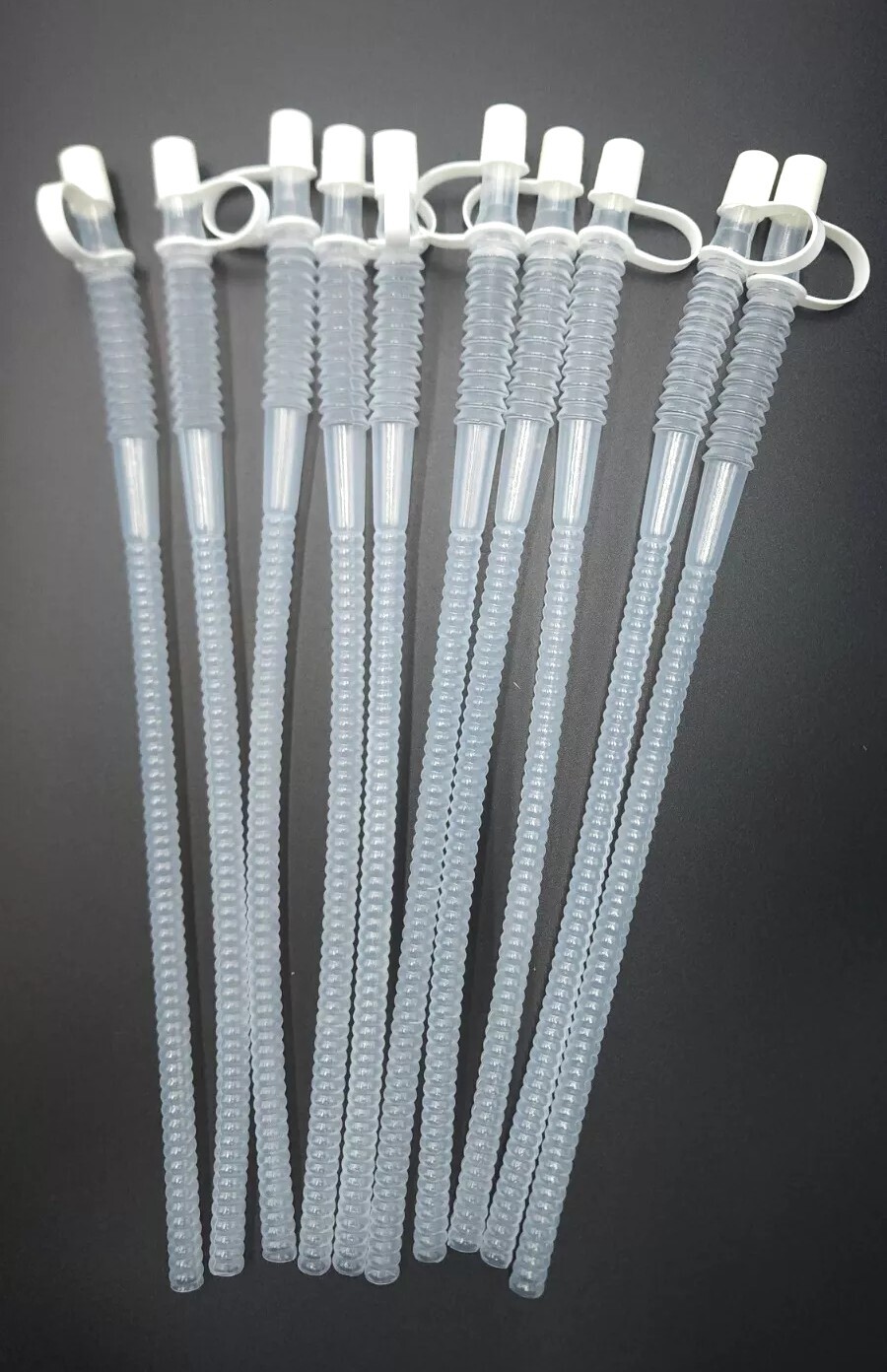 Jumbo 11" Drinking Straws Attached Slip Caps/Cover Flexible/Bendy Reusable ×10 gallery