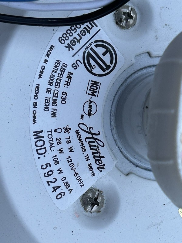 Hunter 59246 Replacement Fan Motor ONLY For Dempsey 44" 3Speed Quiet Ceiling Fan gallery