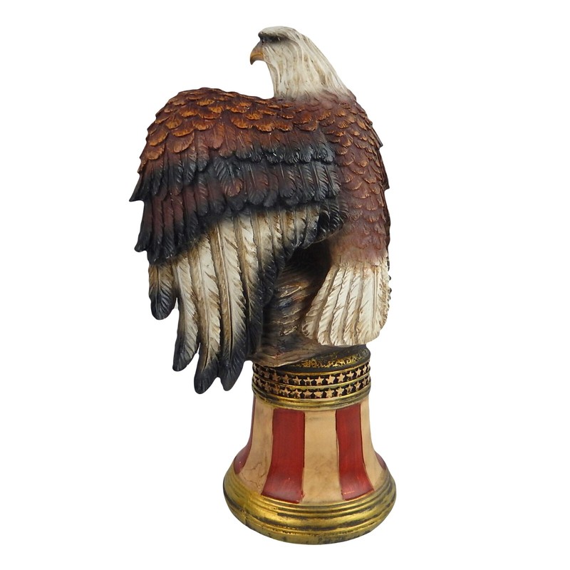 Large Bald Eagle Figurine Statue Perched On Liberty Bell American Flag 13 1/2 in gallery