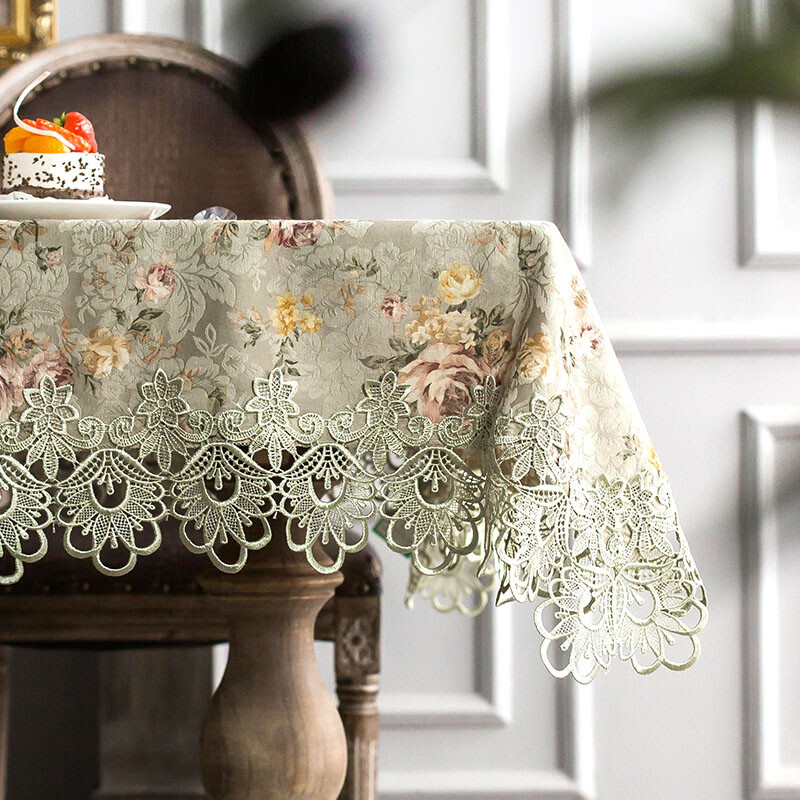 Rustic Lace Tablecloths Rectangle Square Hollow Home Coffee TV Night Table Cover gallery