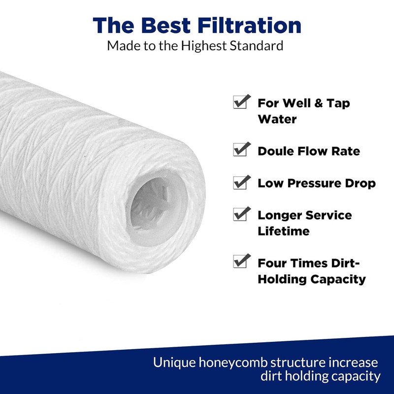 4 Pack 2.5" x 10" String Wound Sediment Water Filter Whole House RO Replacement gallery