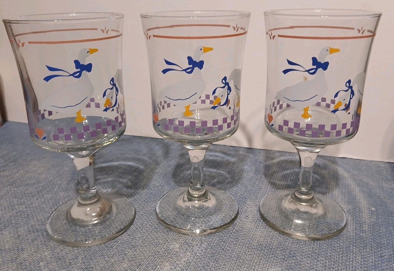 Libbey Country Goose 6 oz Drinking Glass Set of 3 Vintage/Excellent Display Only gallery