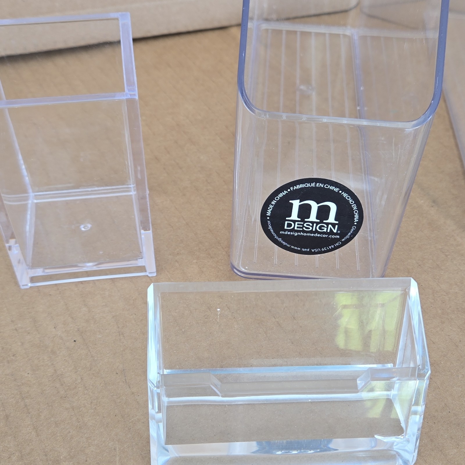 mDesign Clear Plastic Rectangle Storage Box Set Free Standing (4 pc) gallery