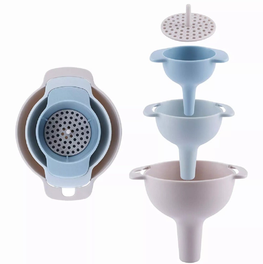 3 Kitchen Funnel Set with Detachable Strainer Filter Oil Funnel for Kitchen Use gallery