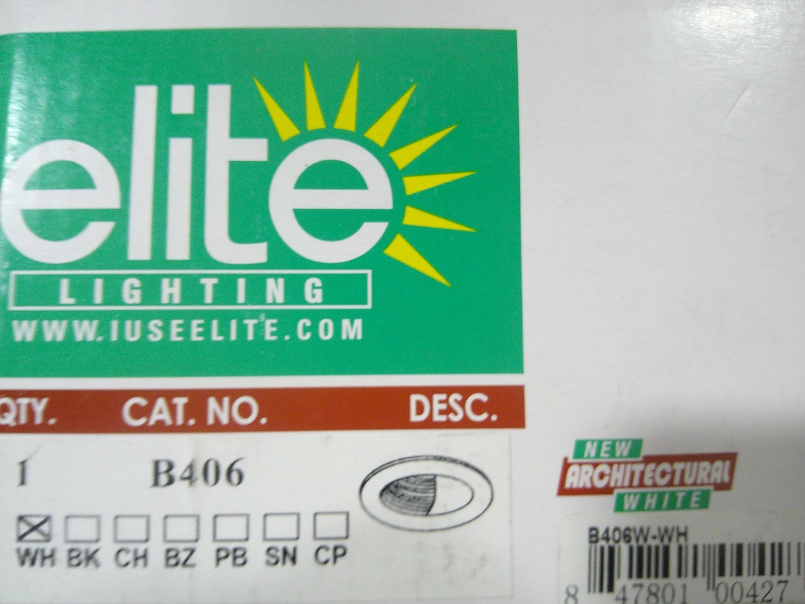 Elite Lighting 4" Ring Baffle Trim Regressed Wall Wash B406W-WH gallery