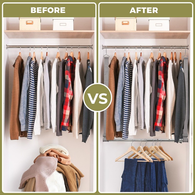 Hanging Closet Rod, 17-28In Width and Up to 32In Height Closet Extender, Doub... gallery