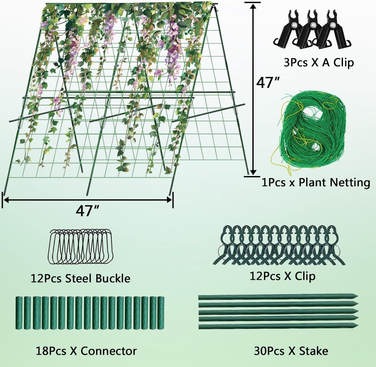 Cucumber Trellis,A-Shape Garden Trellis for Raised Beds with Climbing Net gallery