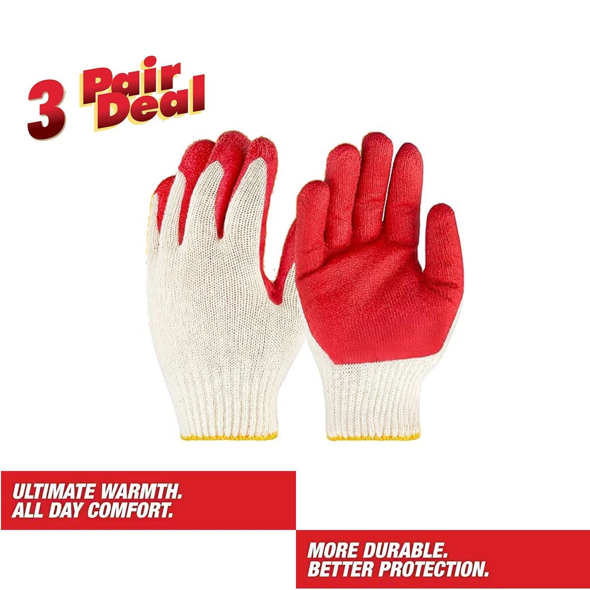 Construction / Garden Yard Gloves Nitrile Dipped AntiSlip Knit Wrist 3 pairs NEW gallery