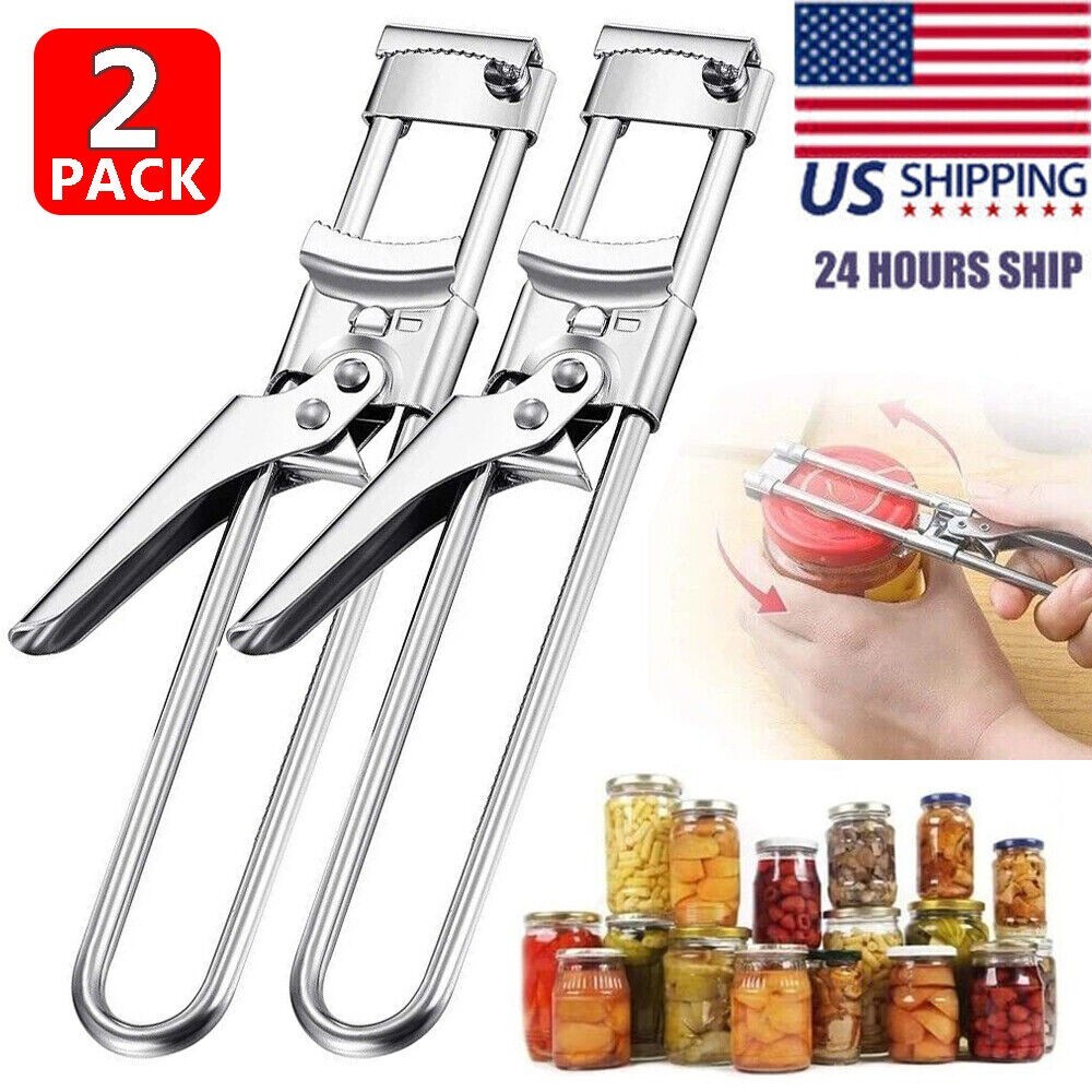2PCS Adjustable Multifunctional Stainless Steel Can Opener Jar Lid Gripper New gallery