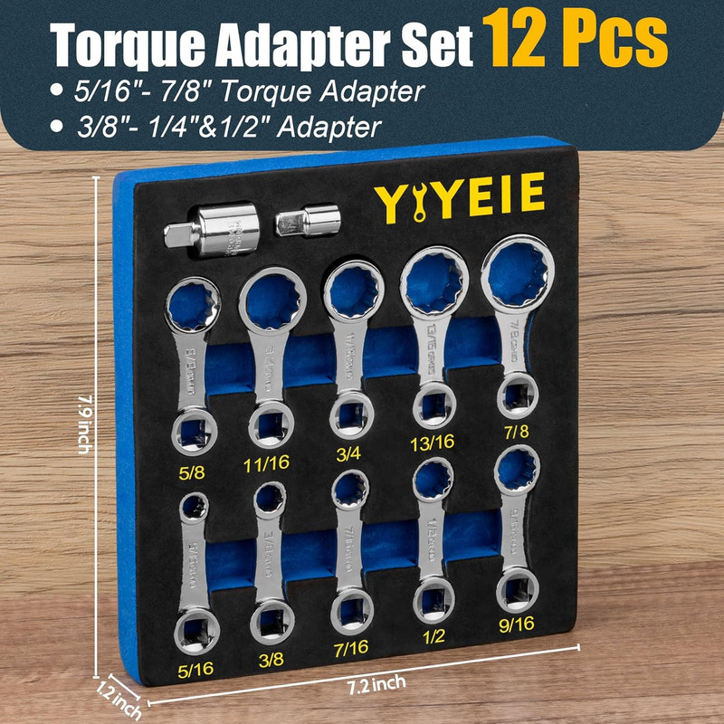 12PCS Torque Adapter Set SAE, 5/16", 3/8", 7/16", 1/2", 9/16", 5/8", 11/16", 3/4 gallery