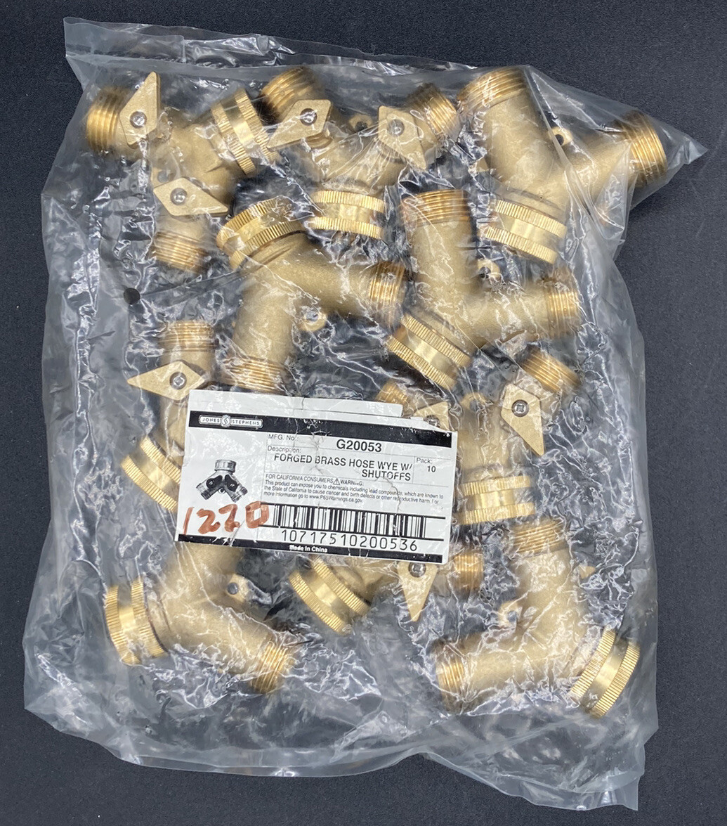 Jones Stephens 10 Pack Heavy Brass hose Wye splitter Y Adapter Connector G20053 gallery