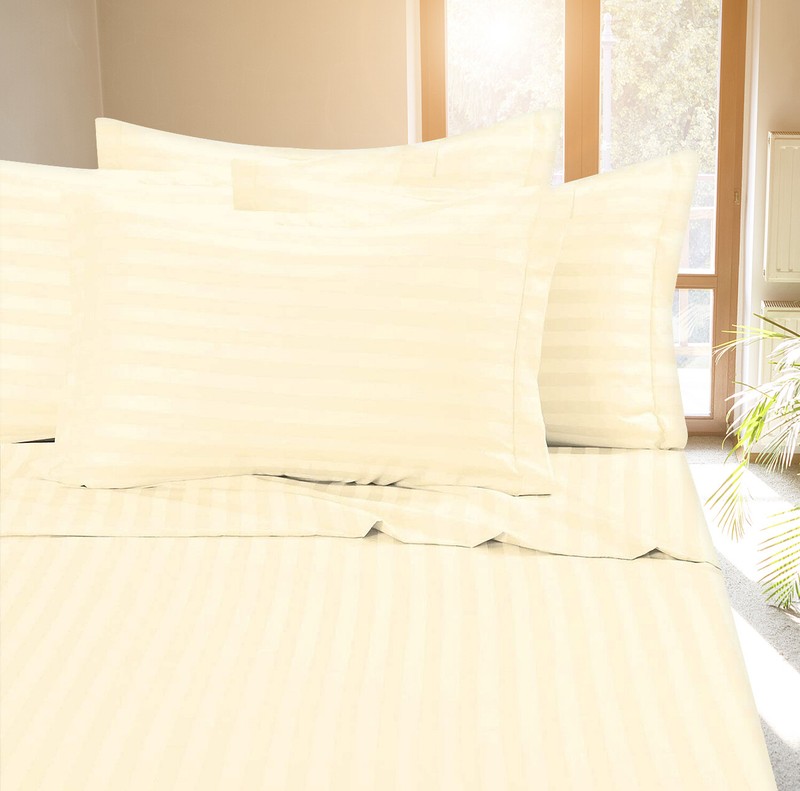Fine 400 Thread Count 100% Cotton Sateen Bed Sheet Dobby Stripe gallery