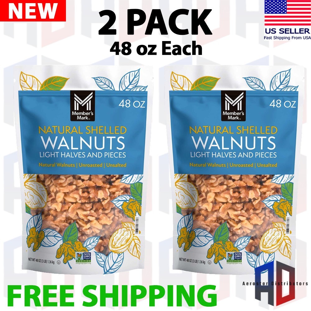 2 PACK - Member's Mark Natural Shelled Walnuts 3 lbs (Total 6 lbs) FREE SHIP!! gallery