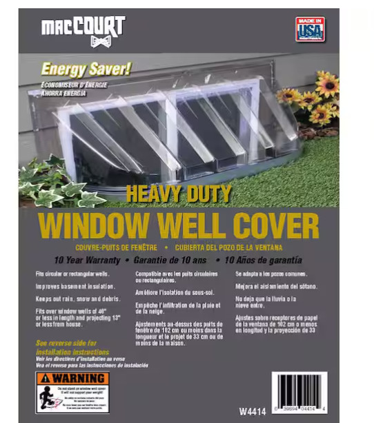 44-1/4 In. X 12 In. Rectangular Window Well Cover Plastic Heavy Duty Durable gallery