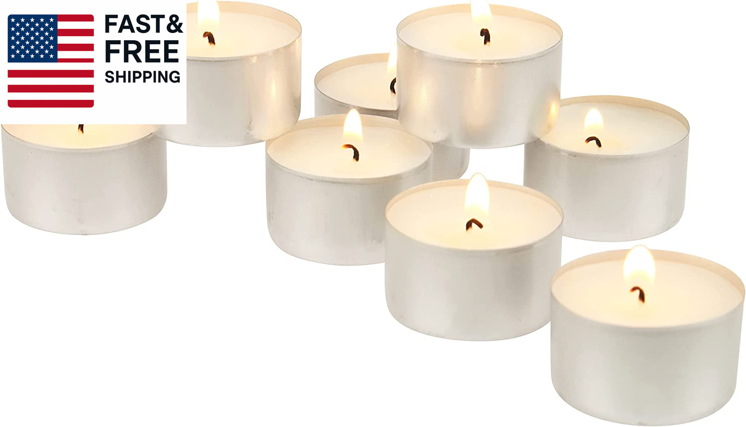 100 Pack Unscented 8 Hour Extended Burn Time Tea Light Candles, White, 100 Count gallery