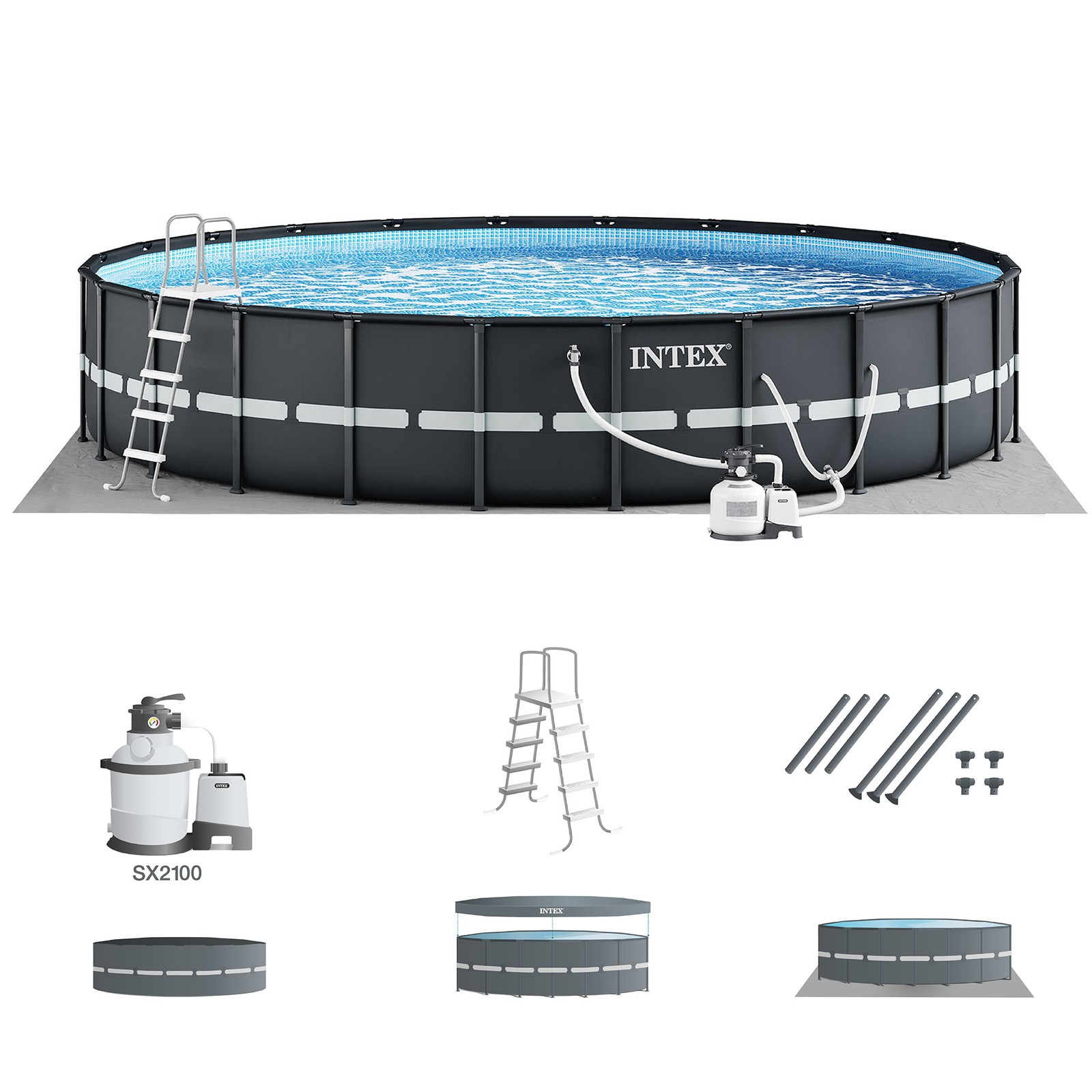 Intex 18Ft x 52In Ultra XTR Frame Round Above Ground Swimming Pool Set with Pump gallery