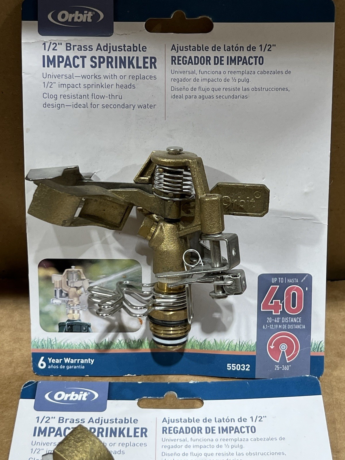Orbit 55032 1/2" Brass Adjustable Impact Sprinkler Universal ( 2-Pack) New gallery
