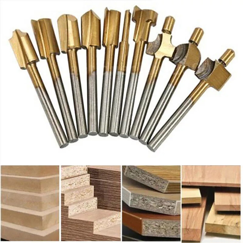 3MM Titanium Mini Hss Router Bits Trimmer Shank For Dremel Rotary Tool 10Pcs gallery