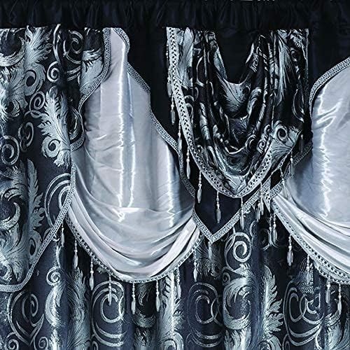 Versatile 2-Piece Black Jacquard Curtain Set - Rod Pocket Design for All Rooms gallery