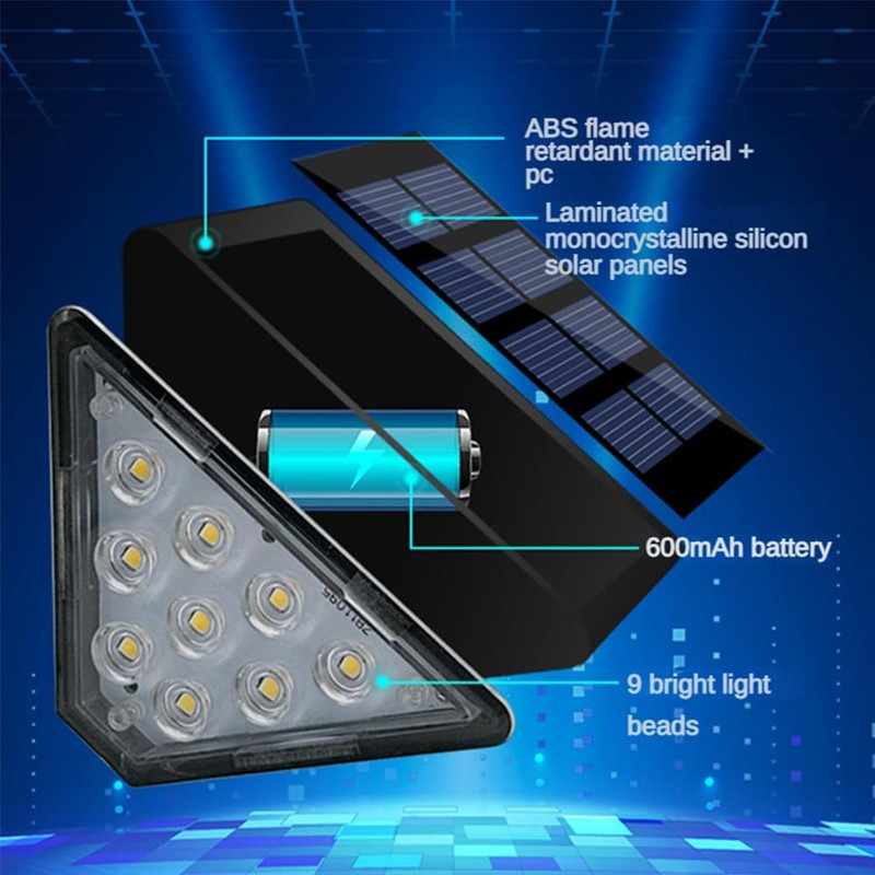 Solar Step Lights, Stair Fence Triangle Lights IP67 Outdoor Waterproof LED Deck gallery
