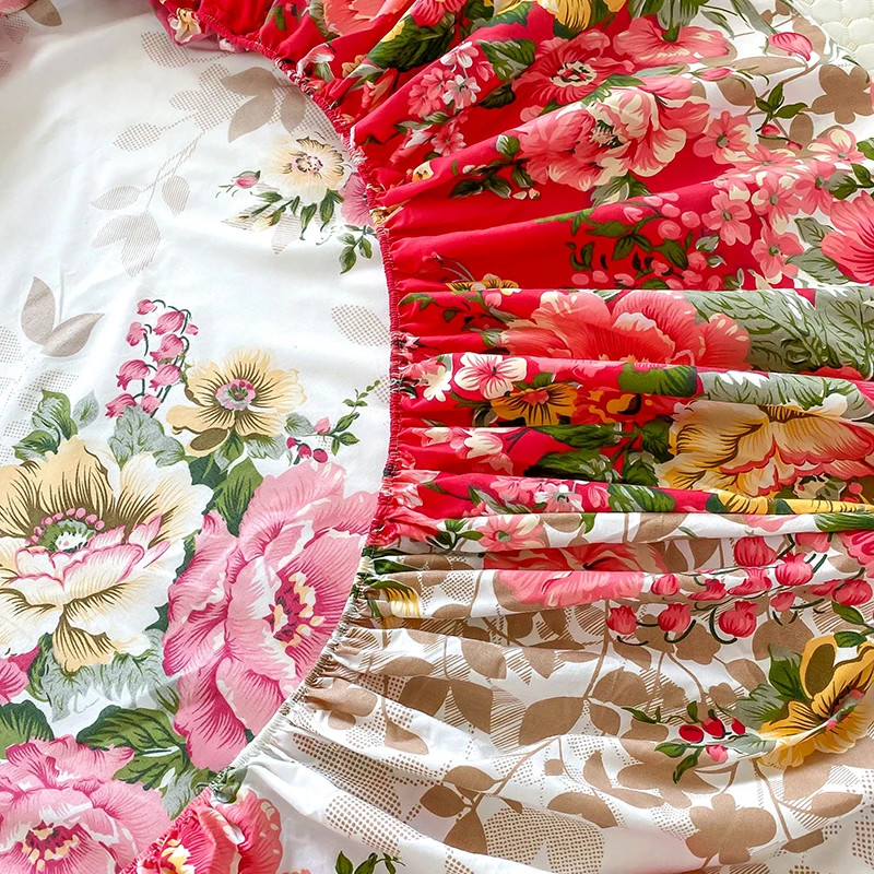 Flower Printed Fitted Sheets Reactive Printed Single/Queen/King Mattress Cover gallery